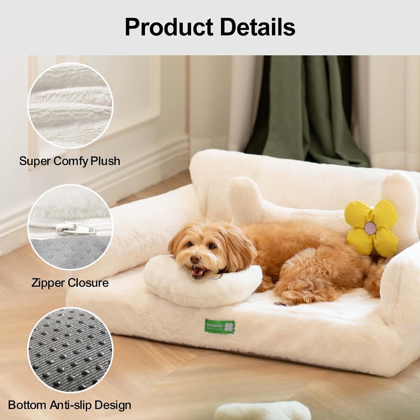 Washable Rectangle Dog Bed – Calming Anti-Slip Sofa for Puppies & Medium Dogs
