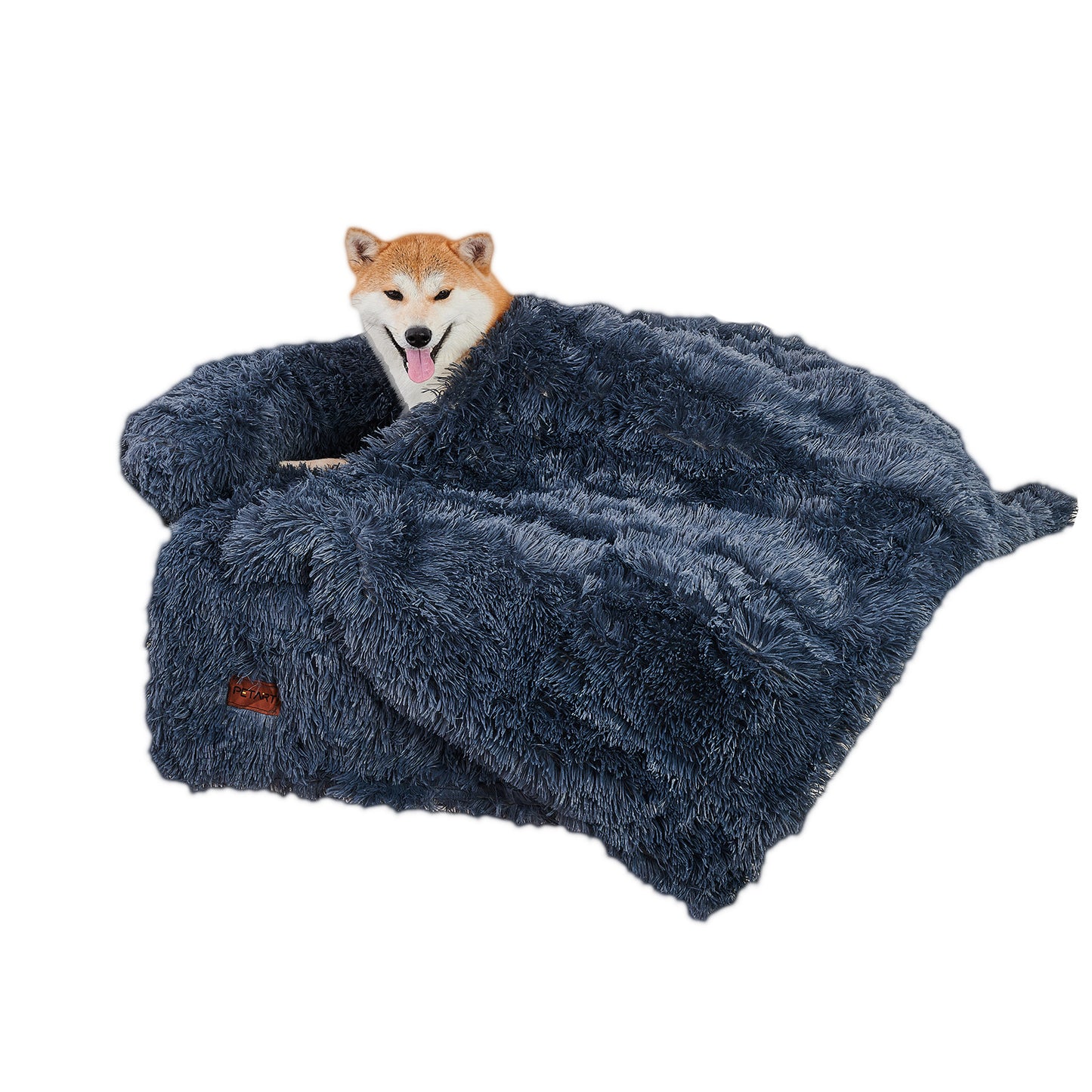 Fluffy Dog Couch Bed with Blanket – Washable Sofa Protector for Medium & Large Dogs