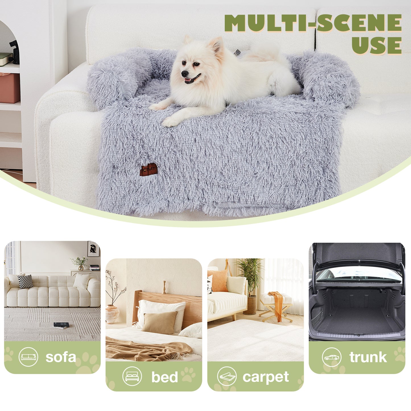 Fluffy Dog Couch Bed with Blanket – Washable Sofa Protector for Medium & Large Dogs