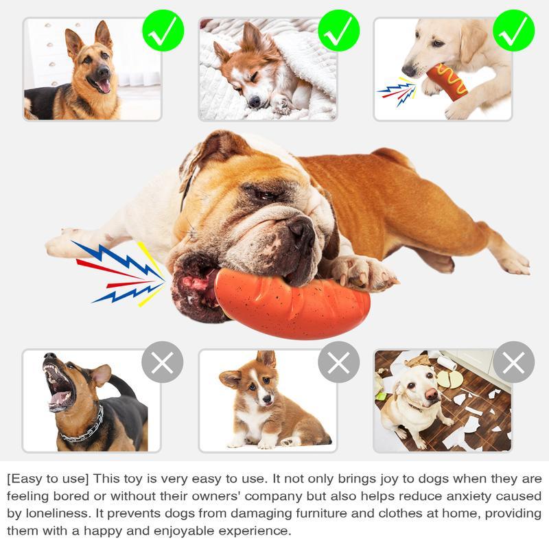 Hot Dog Shaped Dog Chew Toy – Durable & Fun Squeaky Play for Dogs