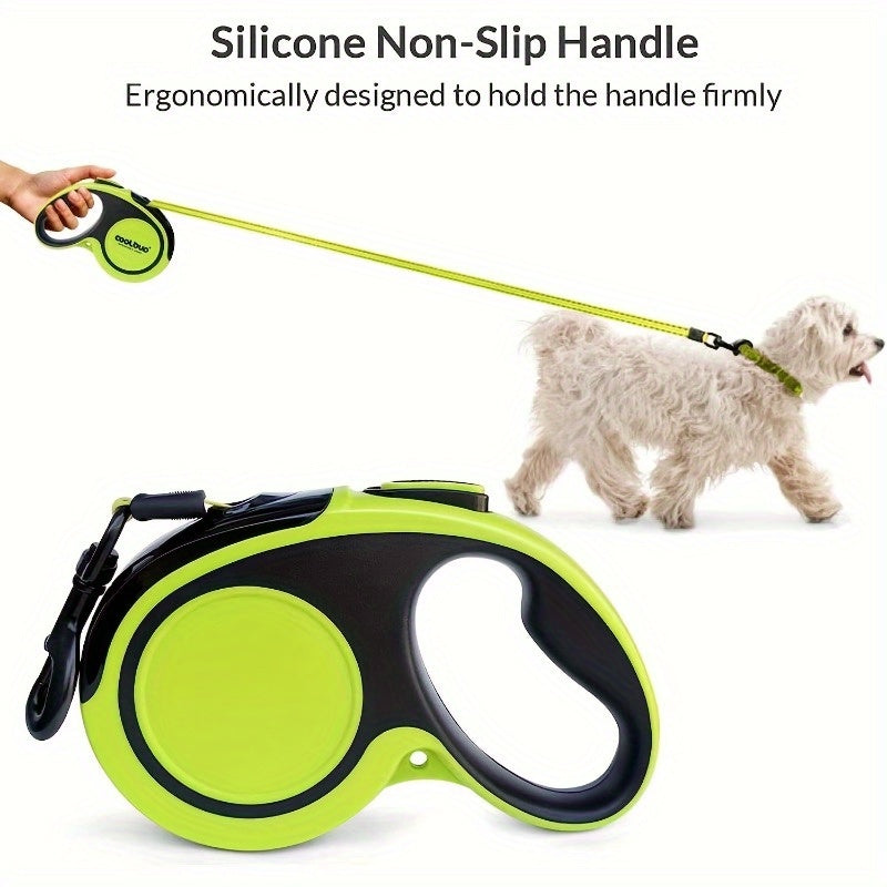 Heavy-Duty Retractable Dog Leash – 5m Reflective Nylon with Anti-Slip Handle