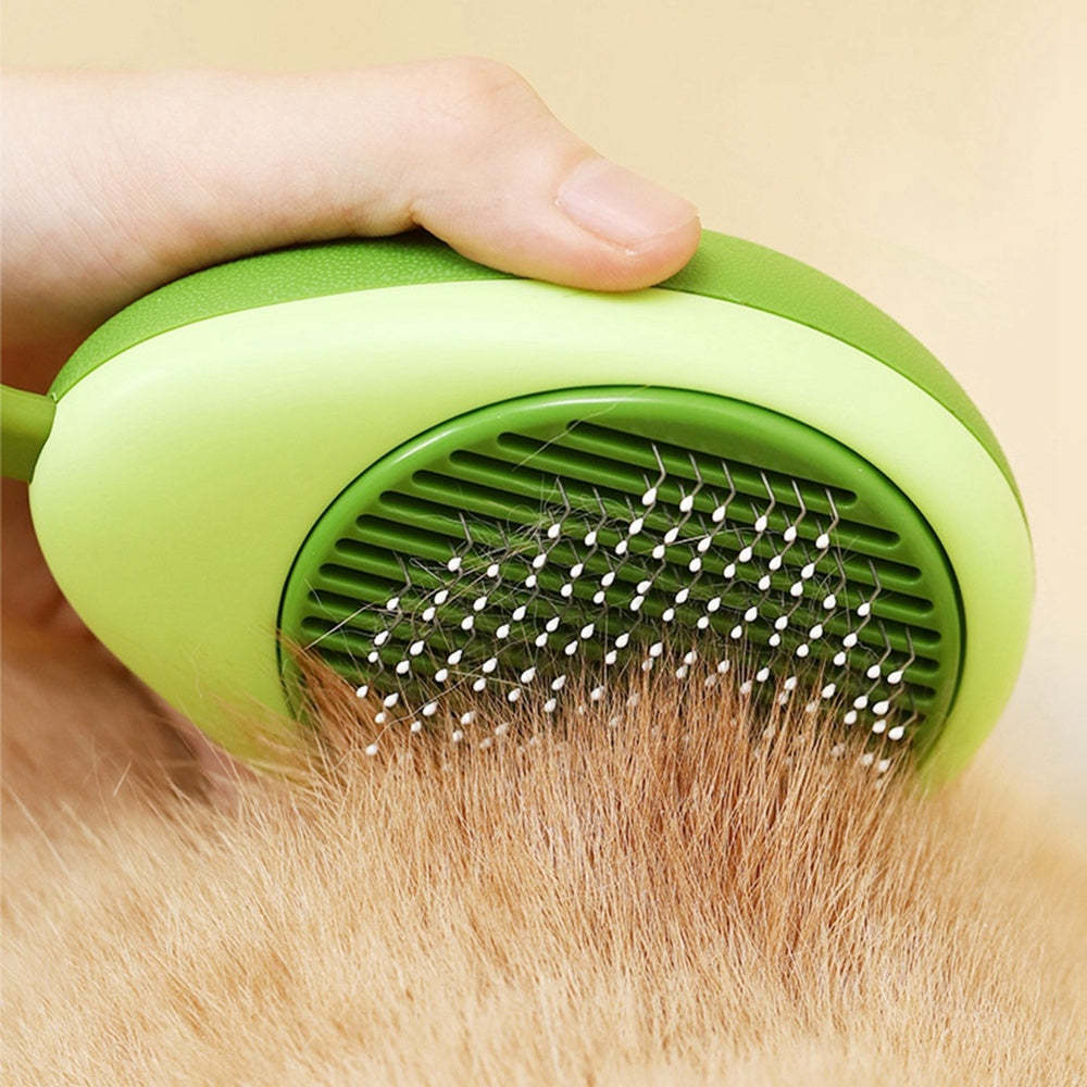 Self-Cleaning Cat & Dog Grooming Brush – Gentle Deshedding Comb with One-Button Hair Removal
