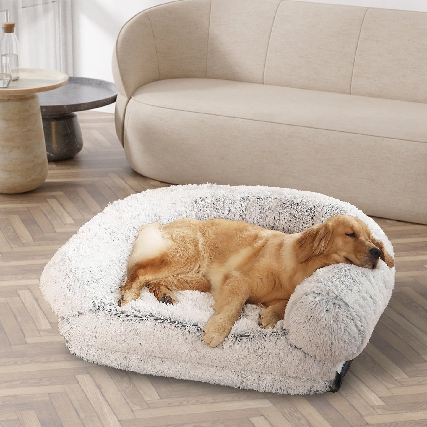 Large Foldable Human-Size Dog Bed with Pillow & Blanket – Washable Plush Napping Bed