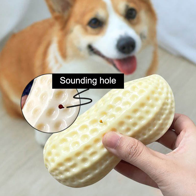 Funny Peanut Dog Squeaky Toy – Durable Rubber Chew & Dental Care for Dogs