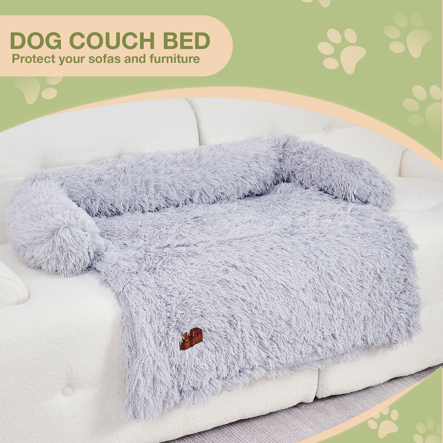 Fluffy Dog Couch Bed with Blanket – Washable Sofa Protector for Medium & Large Dogs