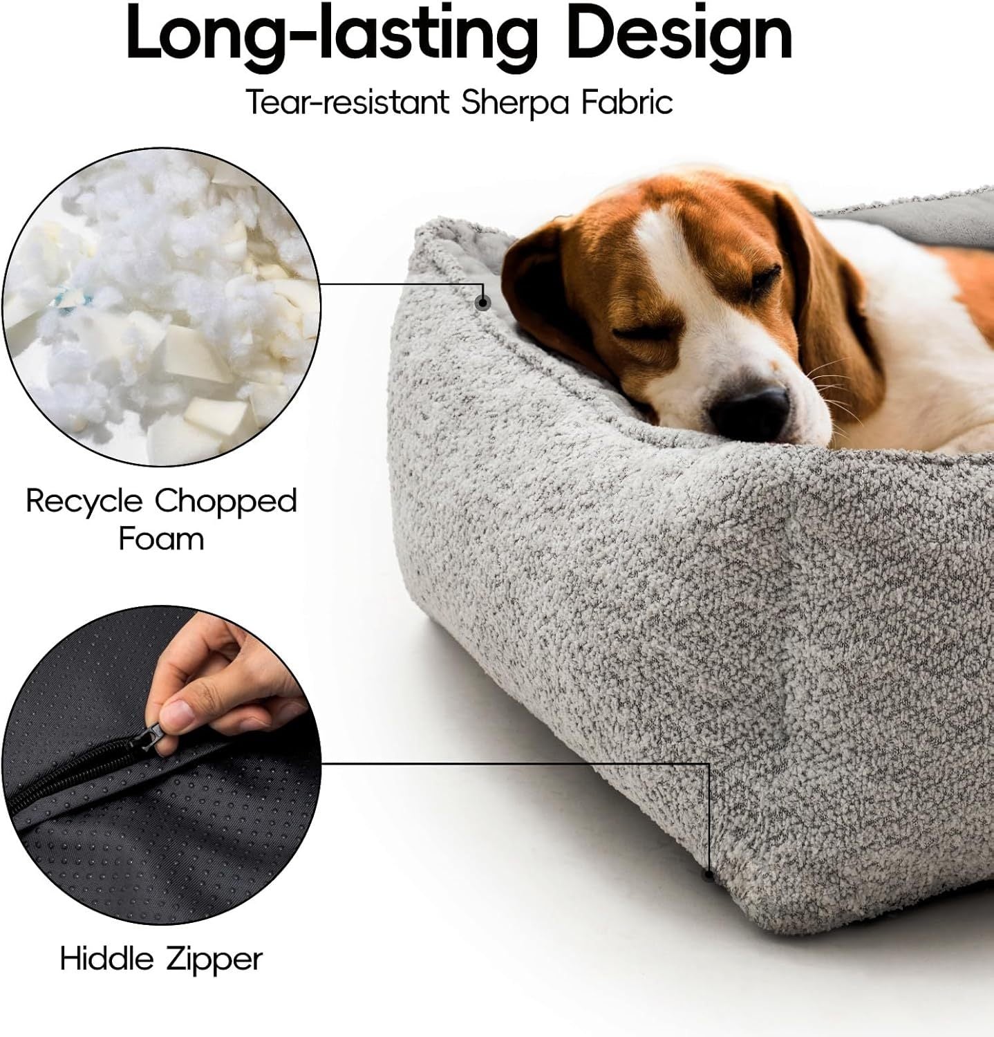 Washable Rectangle Dog Bed – Calming, Anti-Slip Sofa for Puppies & Medium Dogs