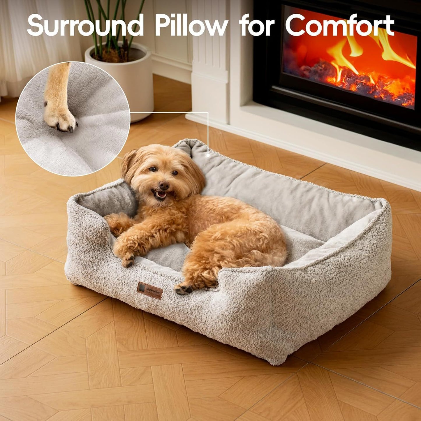 Washable Rectangle Dog Bed – Calming, Anti-Slip Sofa for Puppies & Medium Dogs
