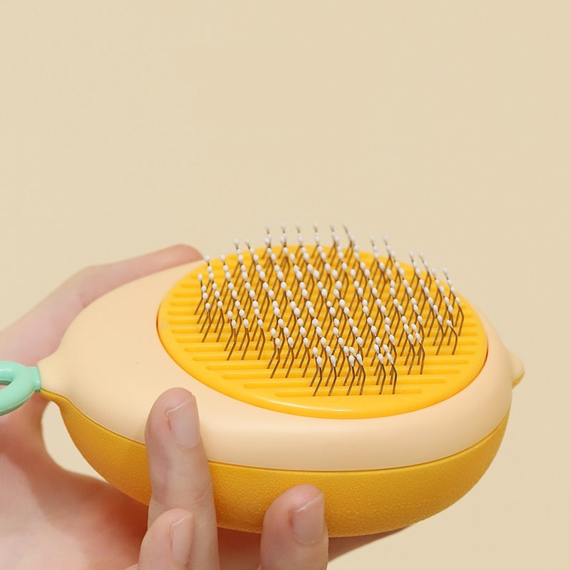 Self-Cleaning Cat & Dog Grooming Brush – Gentle Deshedding Comb with One-Button Hair Removal