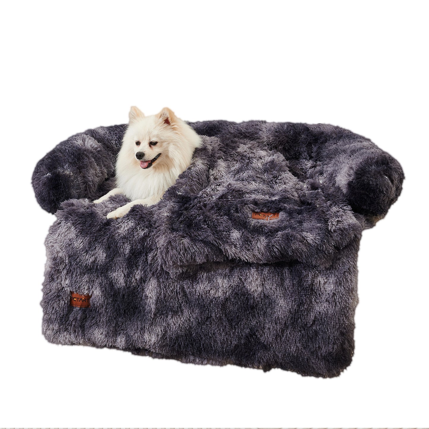 Fluffy Dog Couch Bed with Blanket – Washable Sofa Protector for Medium & Large Dogs
