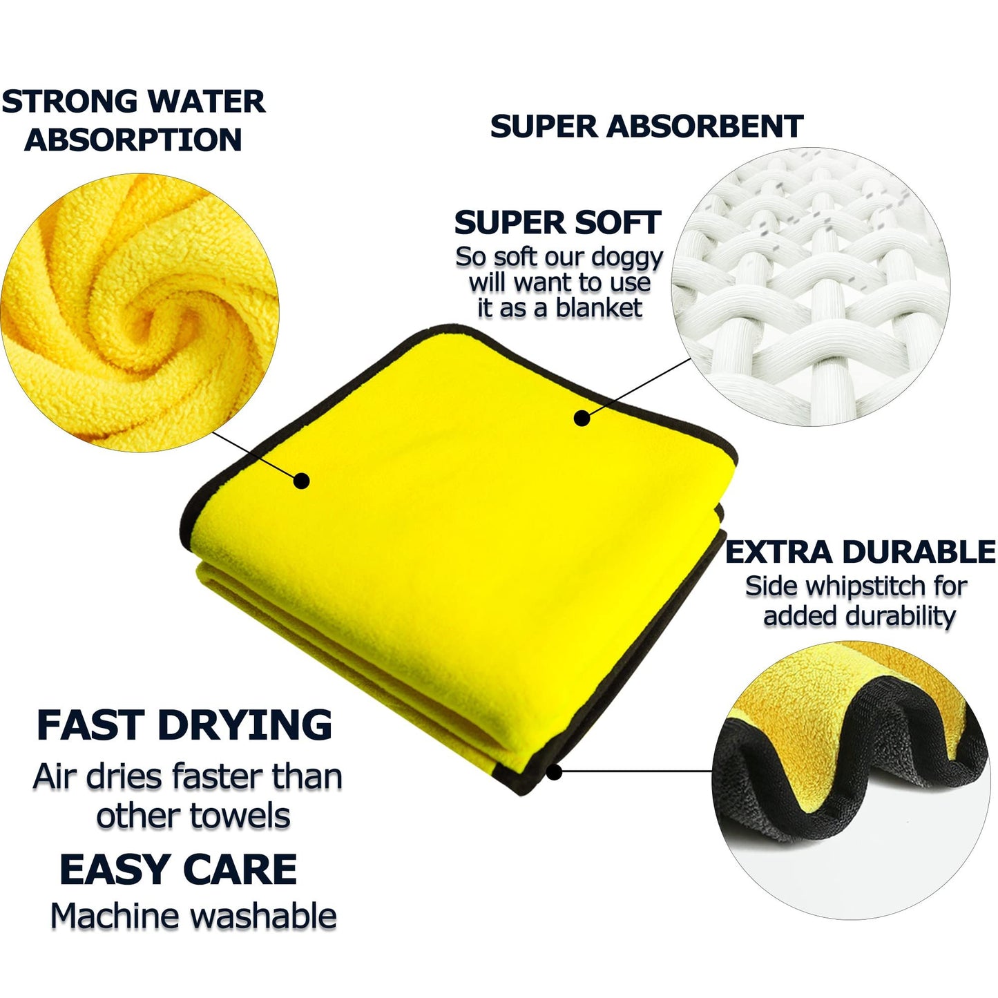 Quick-Dry Dog Bath Towel – Super Absorbent Microfiber Pet Drying Towel for Dogs