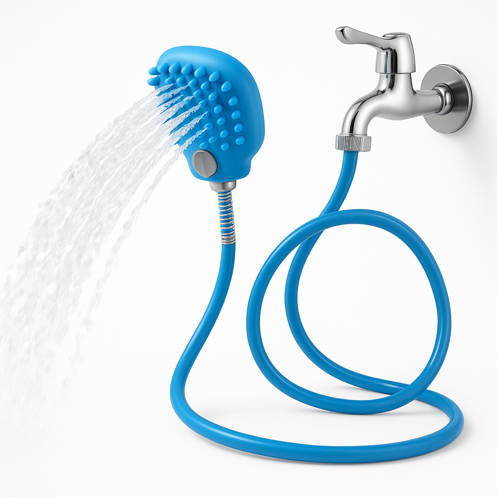 Pet Bathing & Grooming Shower Tool – Massage Brush with Hose Sprayer