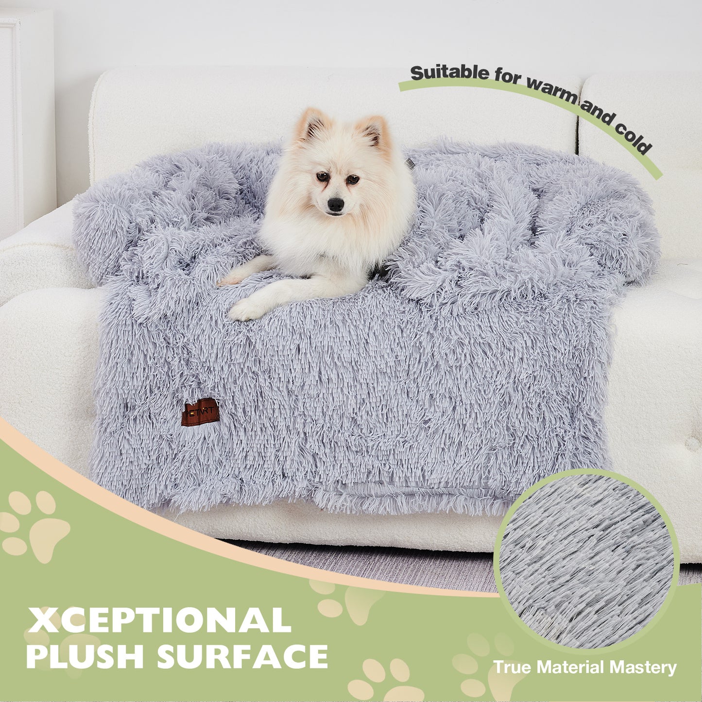 Fluffy Dog Couch Bed with Blanket – Washable Sofa Protector for Medium & Large Dogs