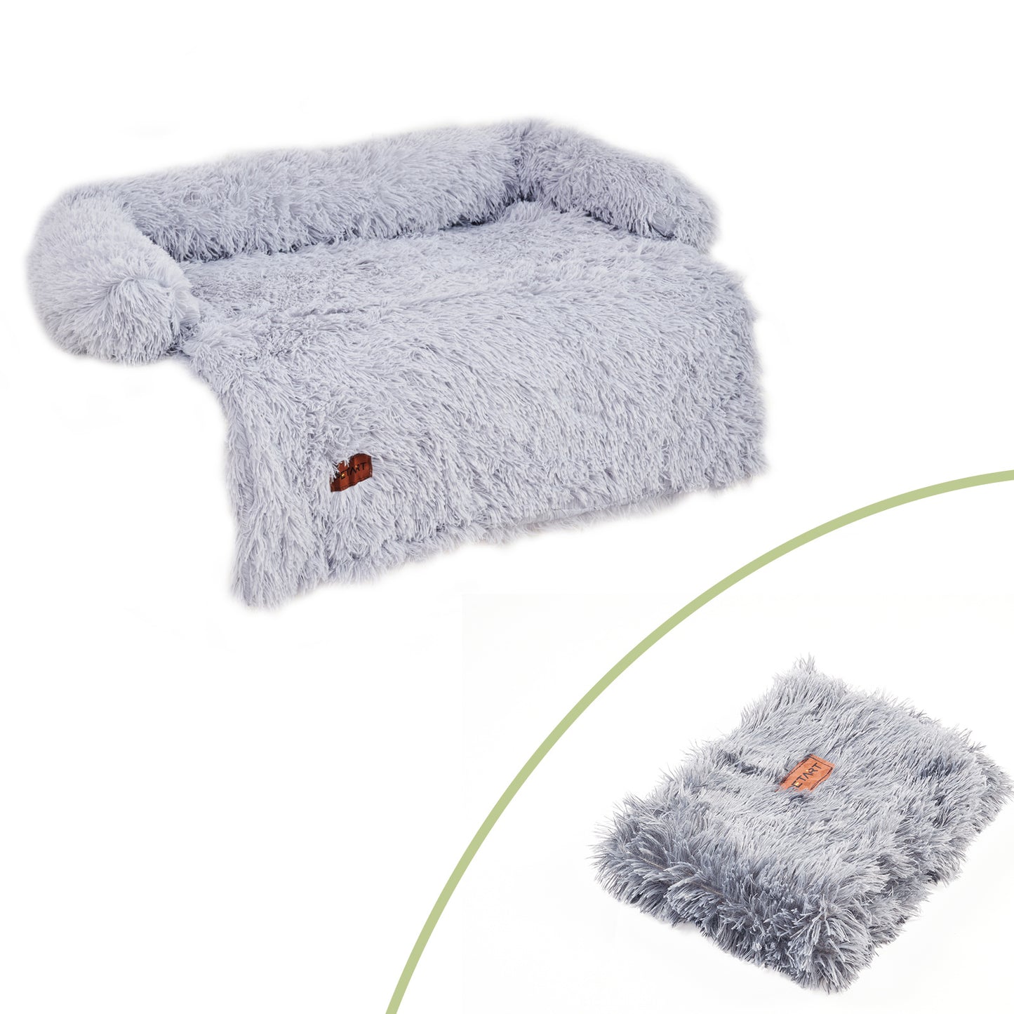 Fluffy Dog Couch Bed with Blanket – Washable Sofa Protector for Medium & Large Dogs