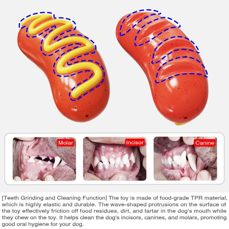 Hot Dog Shaped Dog Chew Toy – Durable & Fun Squeaky Play for Dogs