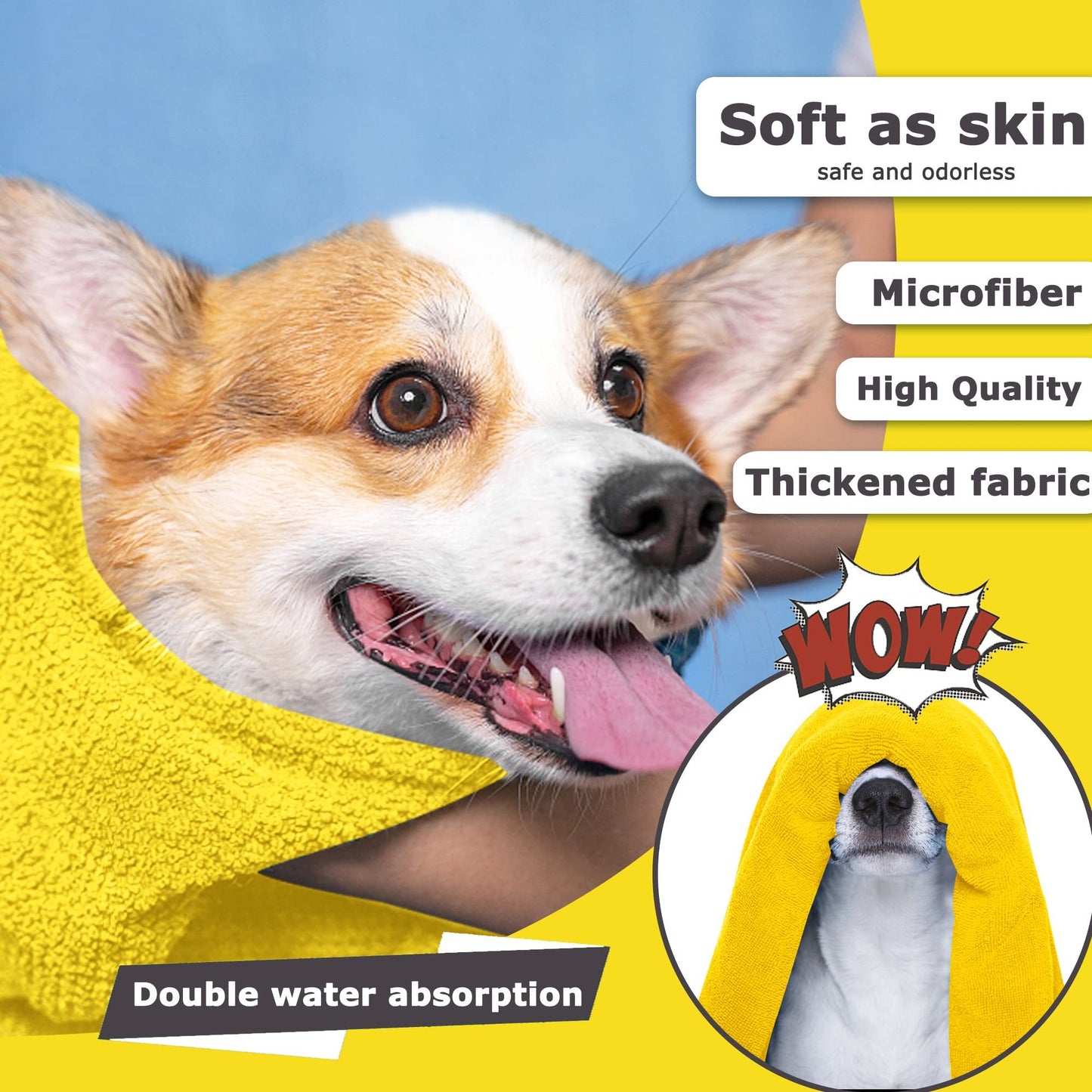 Quick-Dry Dog Bath Towel – Super Absorbent Microfiber Pet Drying Towel for Dogs