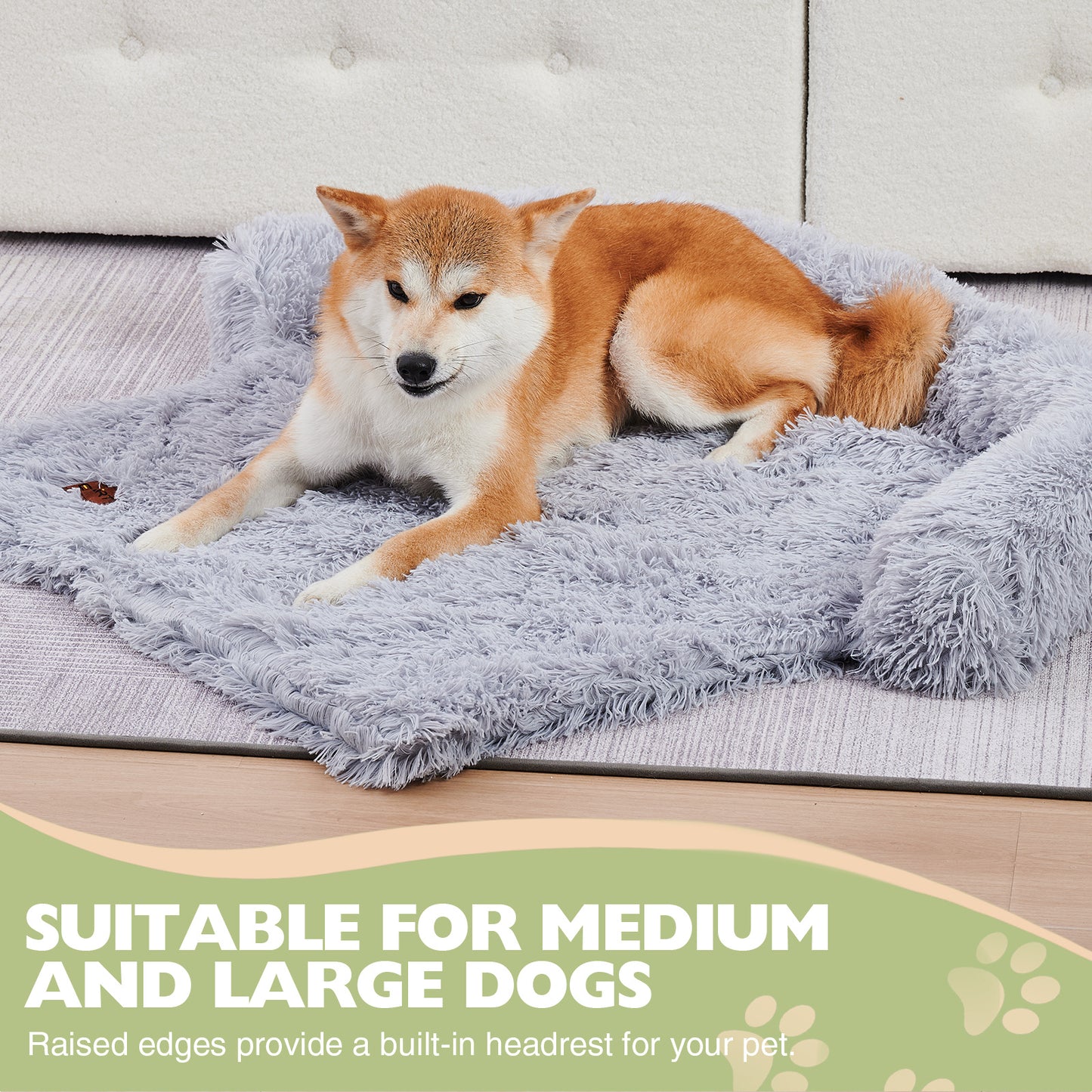 Fluffy Dog Couch Bed with Blanket – Washable Sofa Protector for Medium & Large Dogs