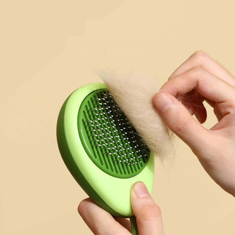 Self-Cleaning Cat & Dog Grooming Brush – Gentle Deshedding Comb with One-Button Hair Removal