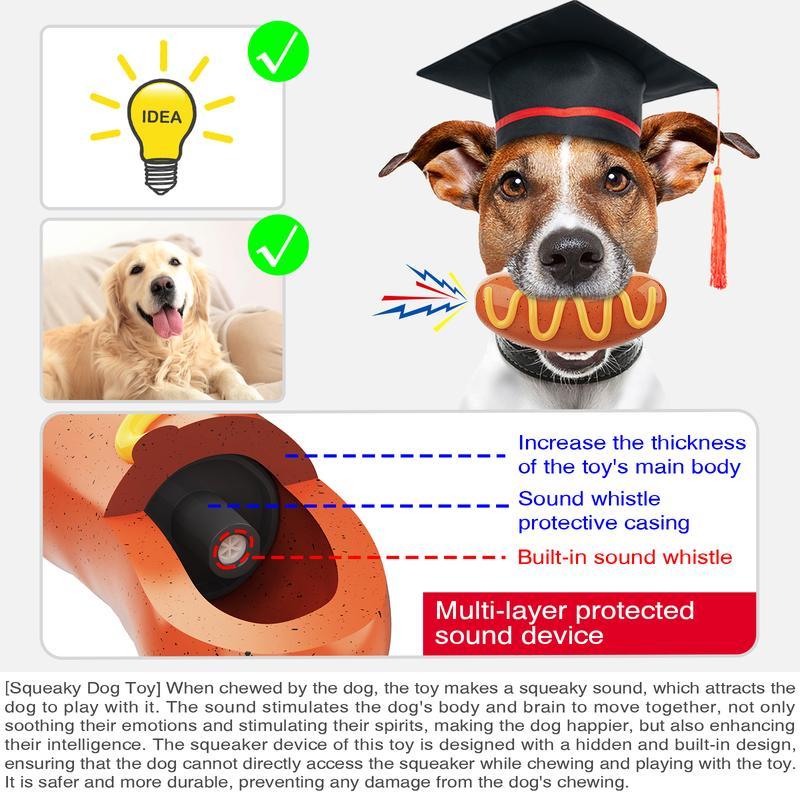Hot Dog Shaped Dog Chew Toy – Durable & Fun Squeaky Play for Dogs