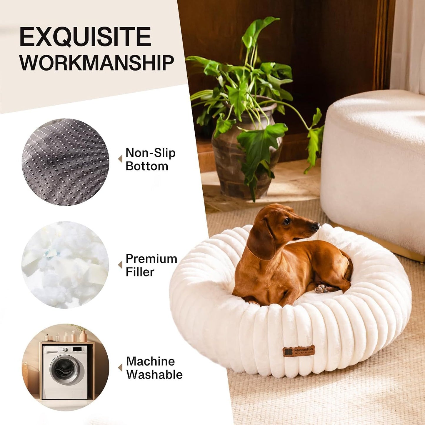 Calming Donut Dog Bed – Plush, Washable & Non-Slip