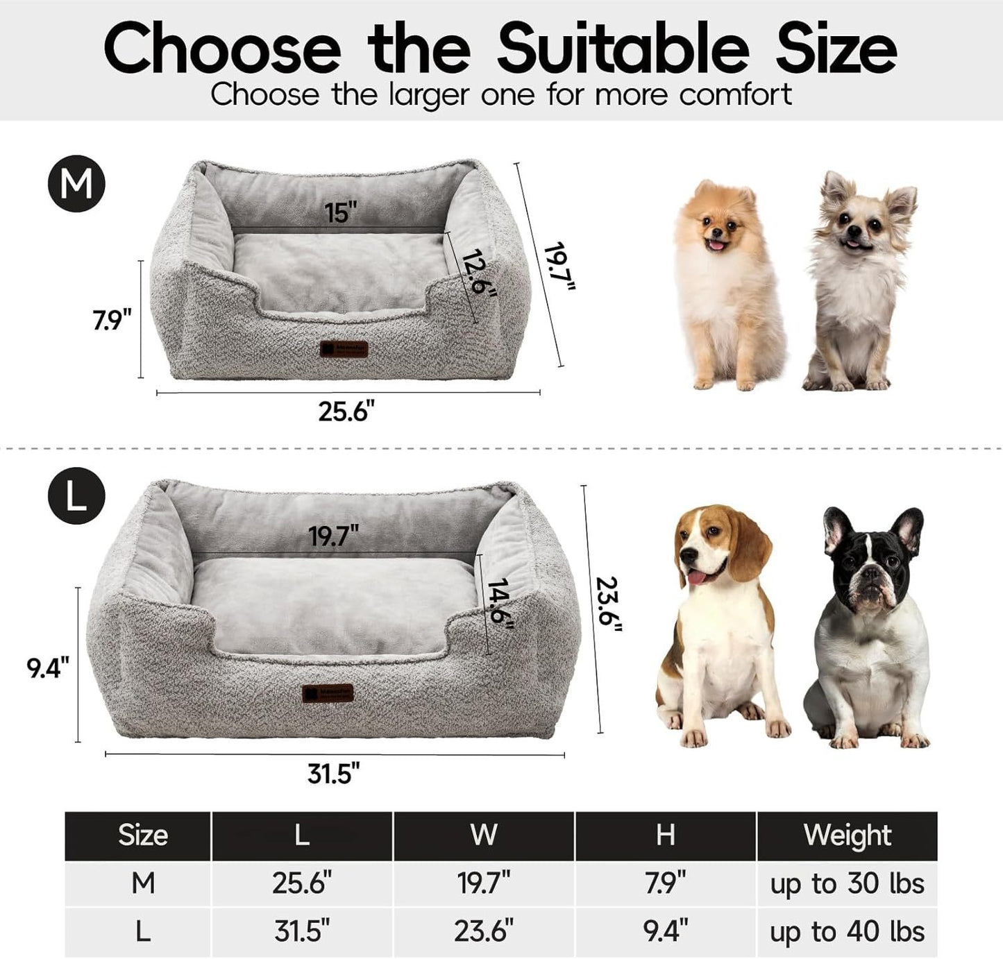Washable Rectangle Dog Bed – Calming, Anti-Slip Sofa for Puppies & Medium Dogs