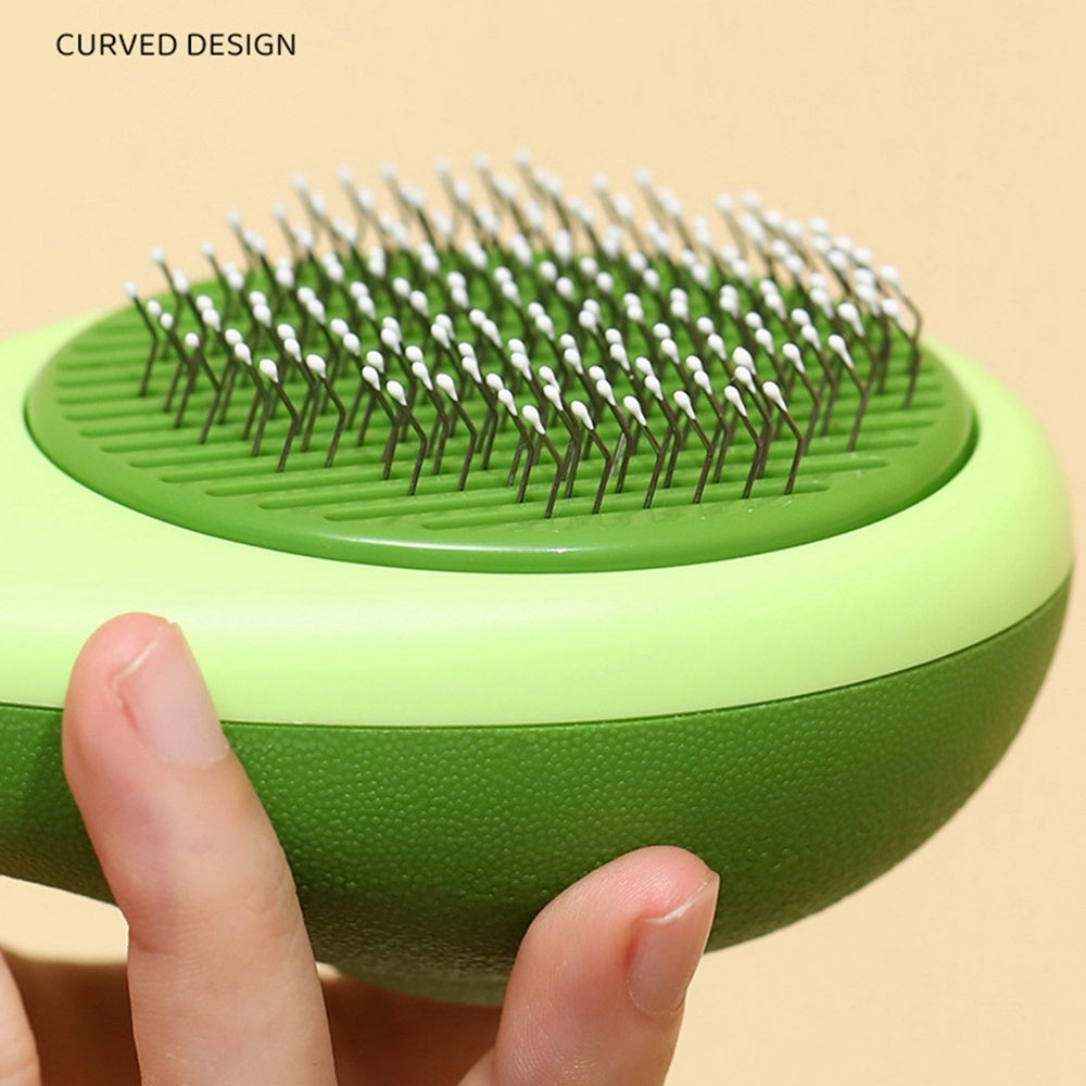 Self-Cleaning Cat & Dog Grooming Brush – Gentle Deshedding Comb with One-Button Hair Removal
