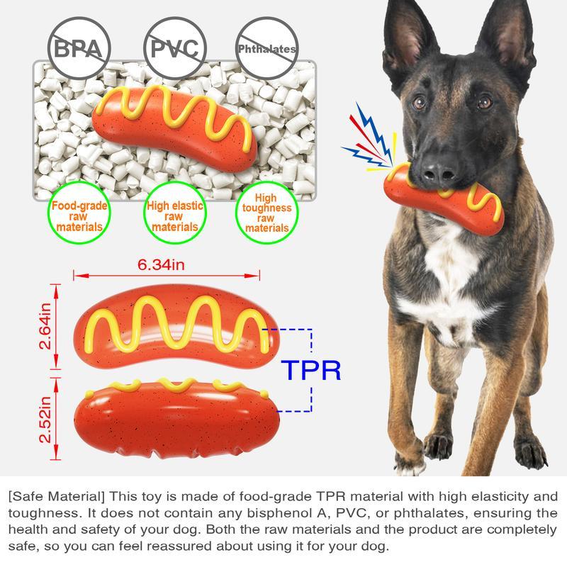 Hot Dog Shaped Dog Chew Toy – Durable & Fun Squeaky Play for Dogs