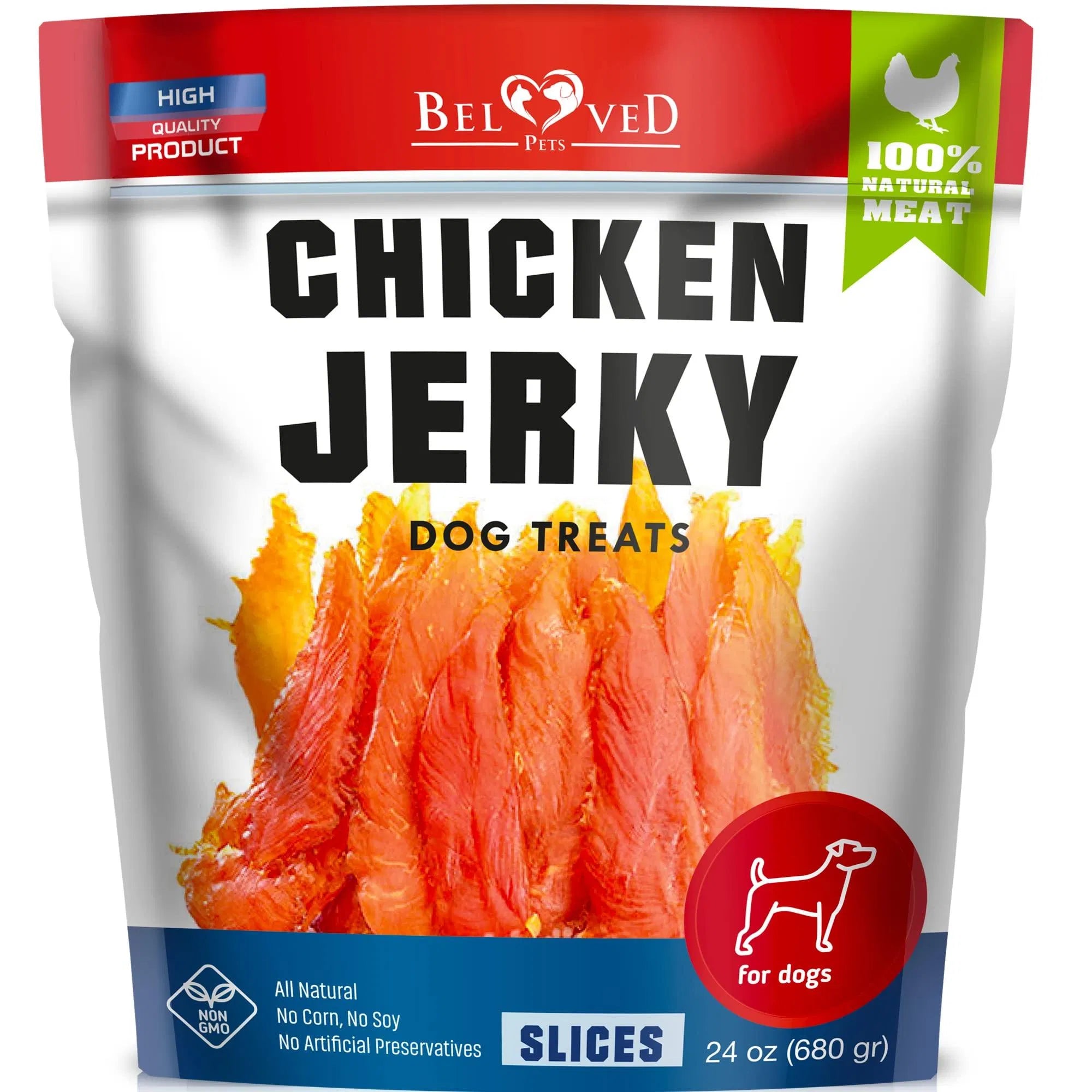 Grain-Free Human-Grade Chicken Jerky Dog Treats packaging front view