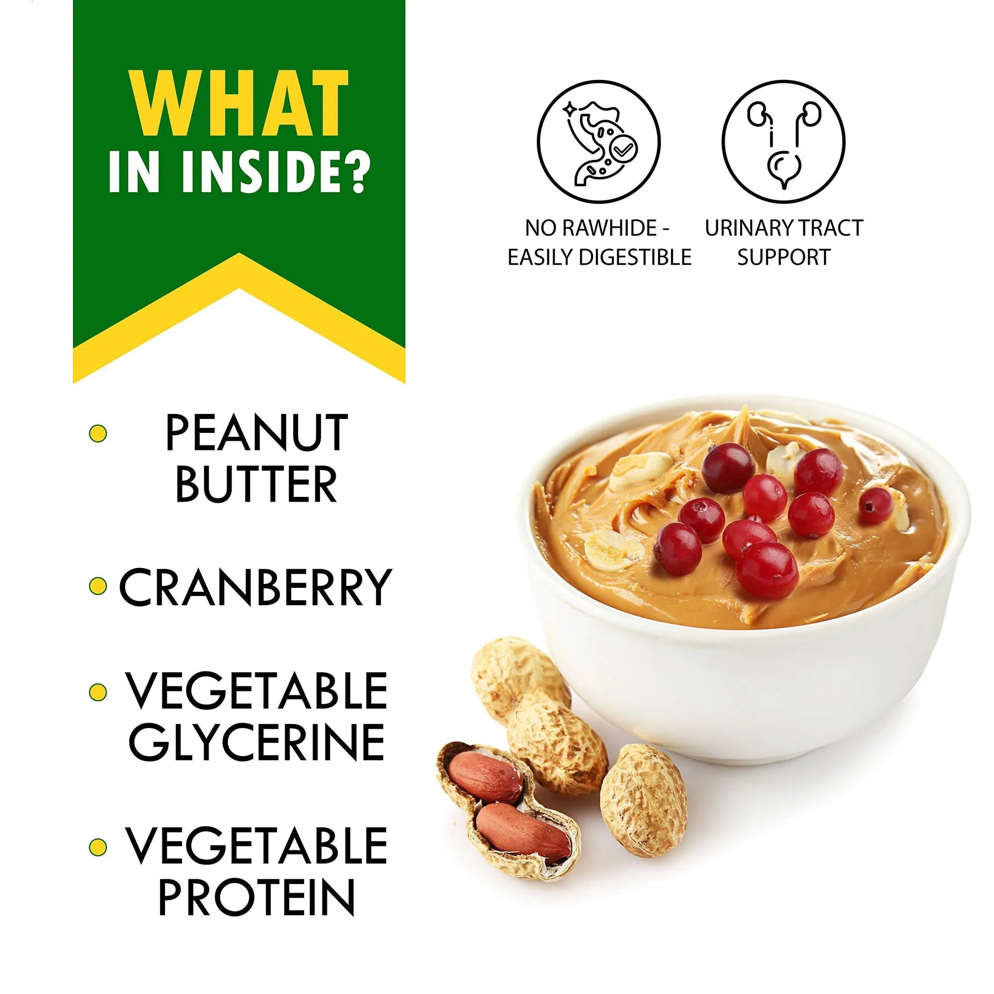 Resealable pack of Rawhide-Free Peanut Butter & Cranberry Dog Bones