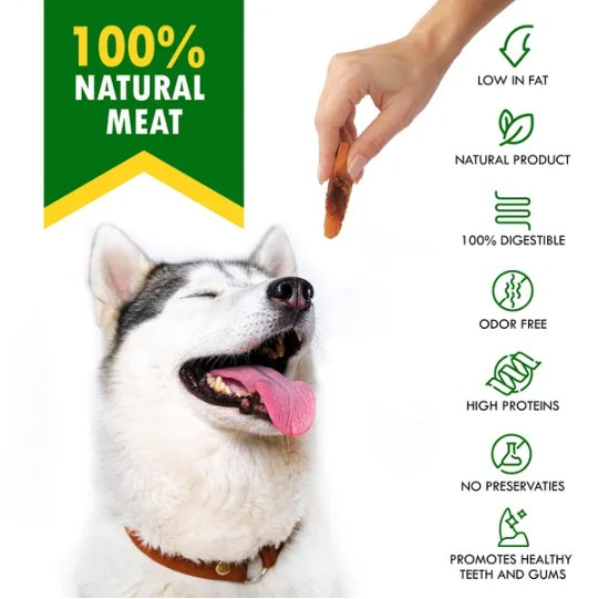 Resealable bag of Grain-Free Sweet Potato & Chicken Dog Chew Treats