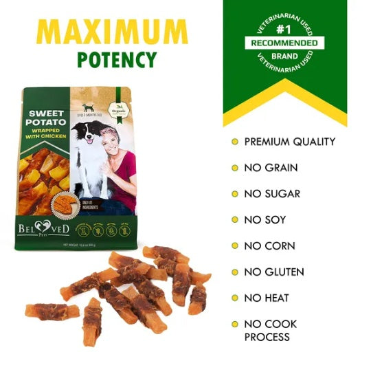 Grain-Free Sweet Potato & Chicken Dog Chew Treats packaging front view