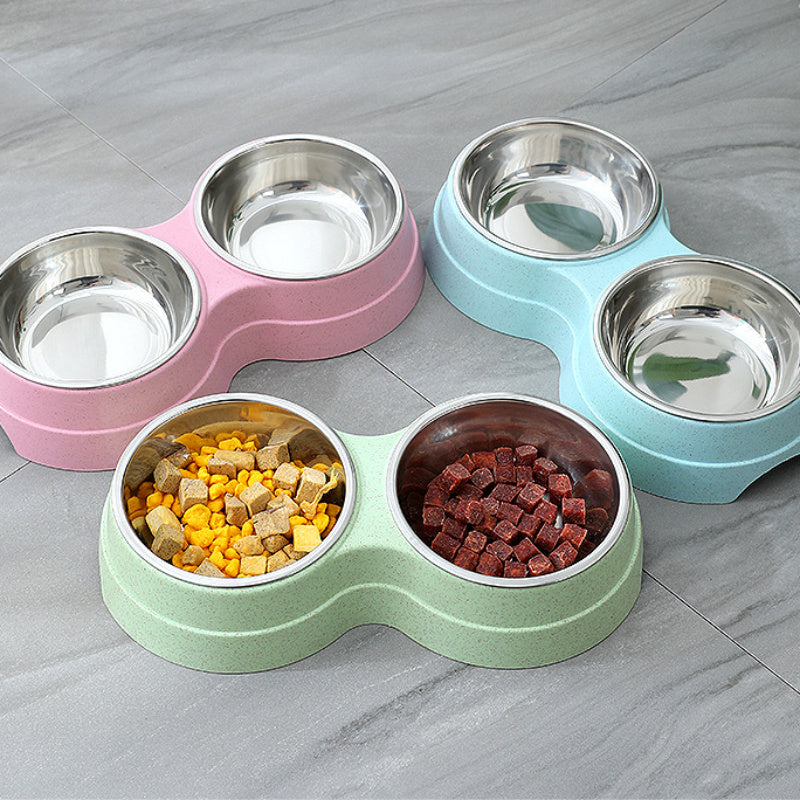 dog bowl, feeder, stainless steel, double bowl, pet feeding.