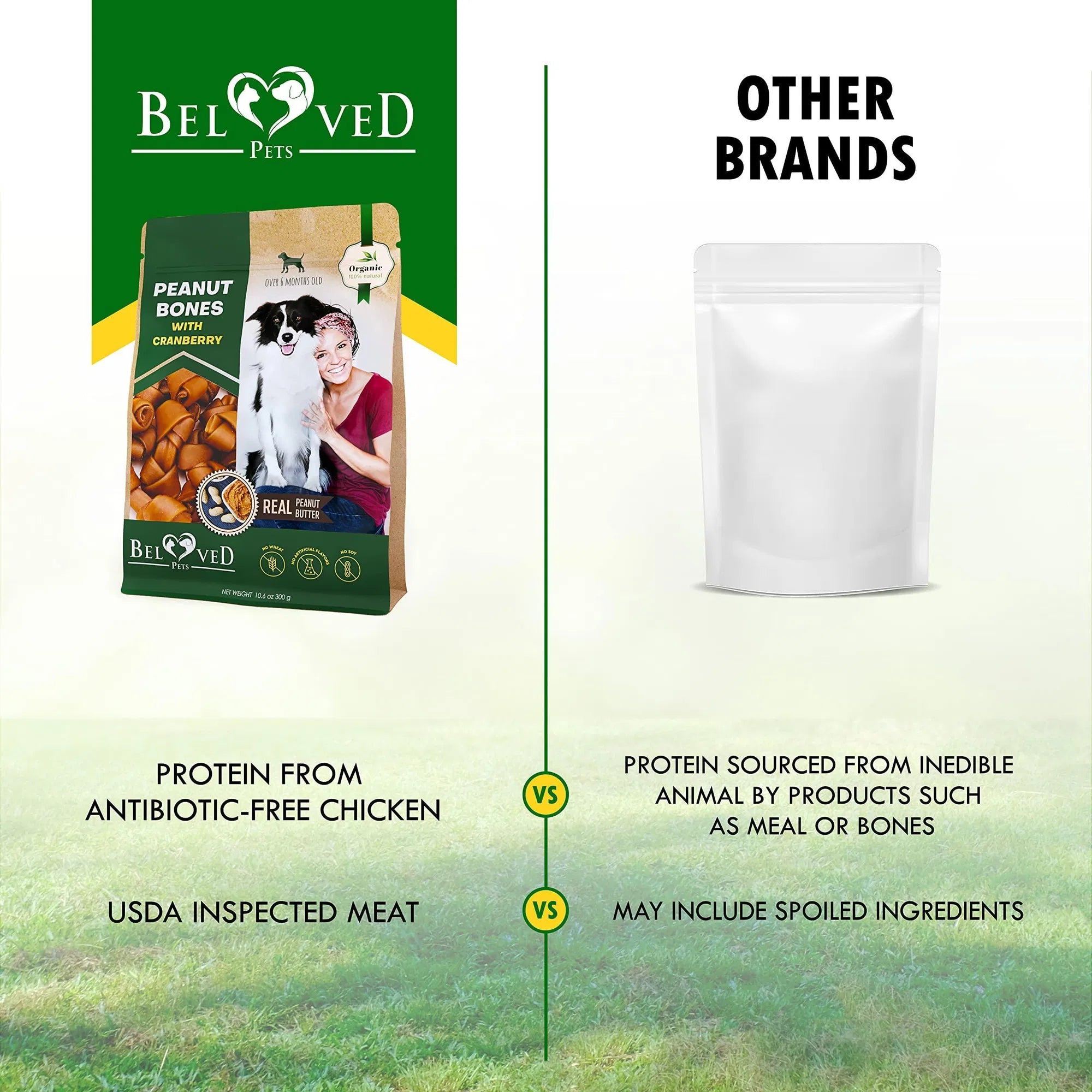 Dog chewing Rawhide-Free Peanut Butter & Cranberry Dog Bones