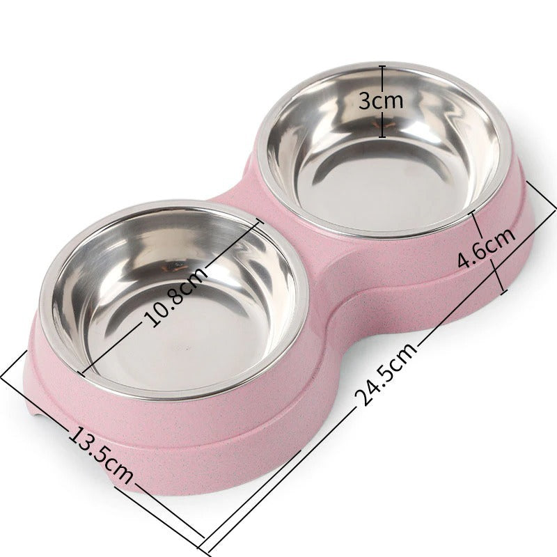 dog bowl, feeder, stainless steel, double bowl, pet feeding.