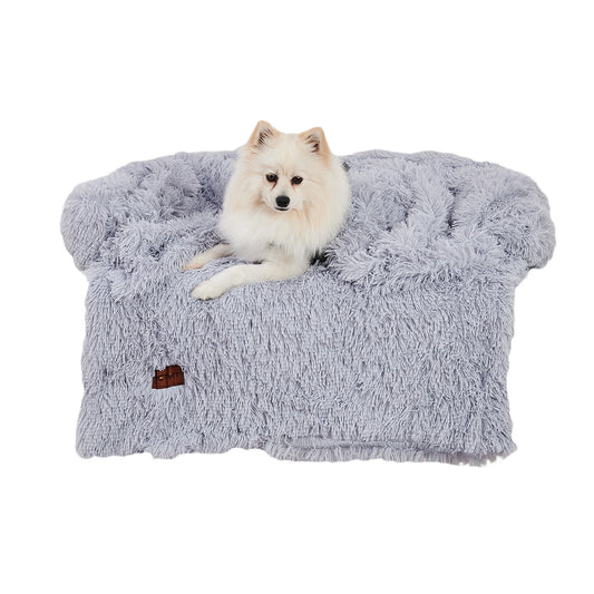 Fluffy Dog Couch Bed with Blanket – Washable Sofa Protector for Medium & Large Dogs