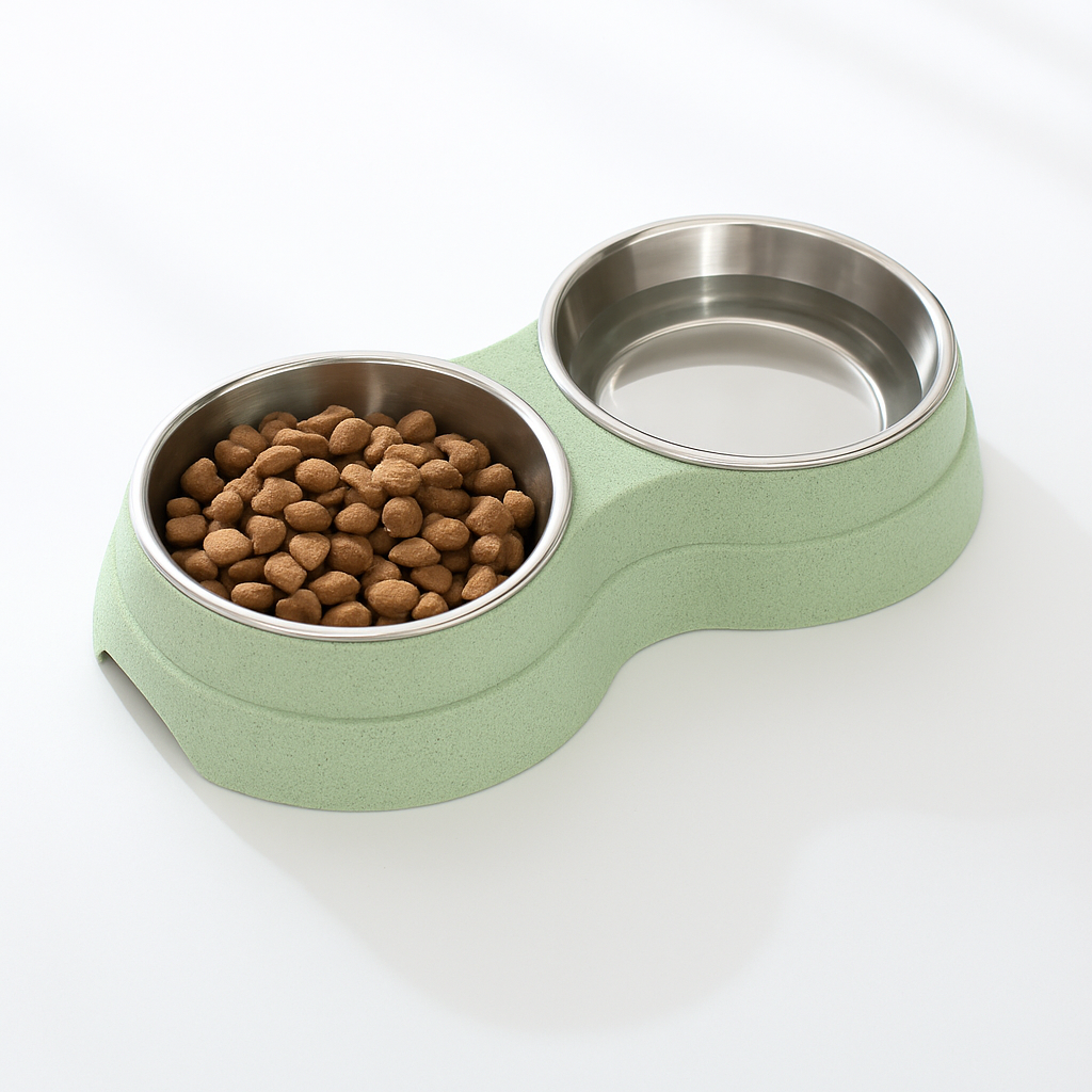 dog bowl, feeder, stainless steel, double bowl, pet feeding.