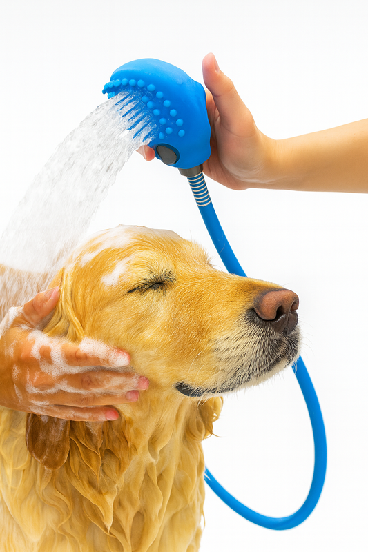 Pet Bathing & Grooming Shower Tool – Massage Brush with Hose Sprayer