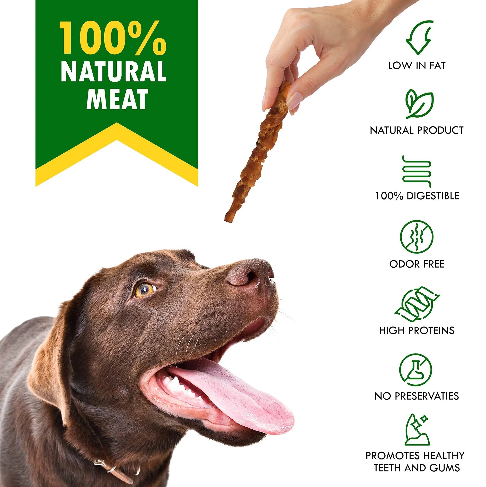 Real smoked chicken used in dog chew sticks