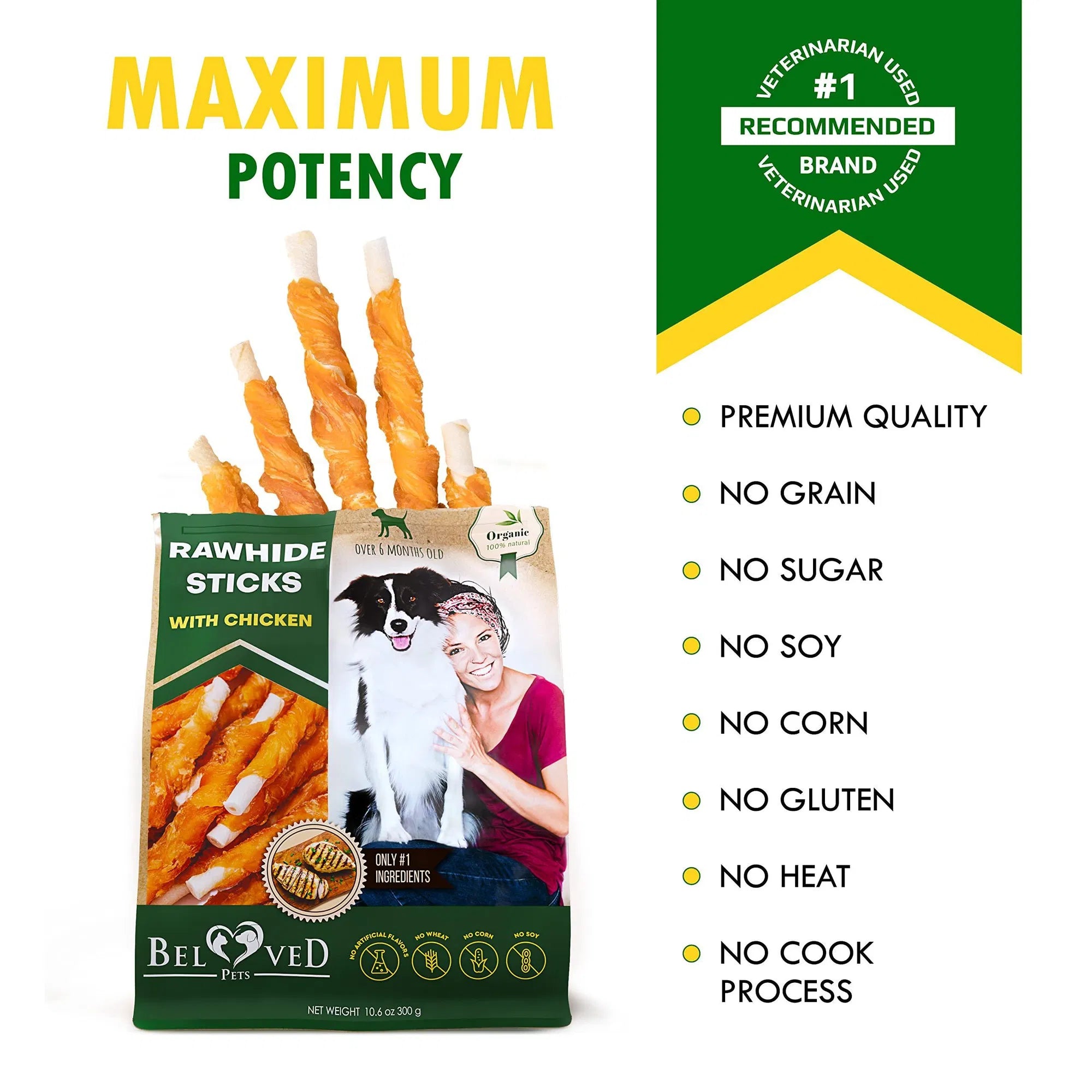 Grain-Free Chicken-Wrapped Dog Chew Sticks – High-Protein Chewy Treats