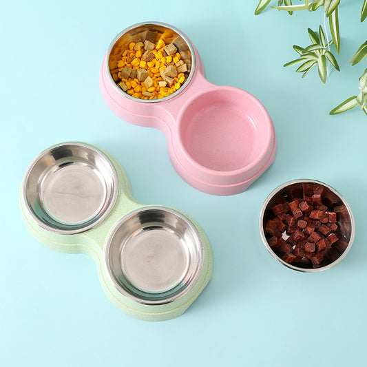 dog bowl, feeder, stainless steel, double bowl, pet feeding.