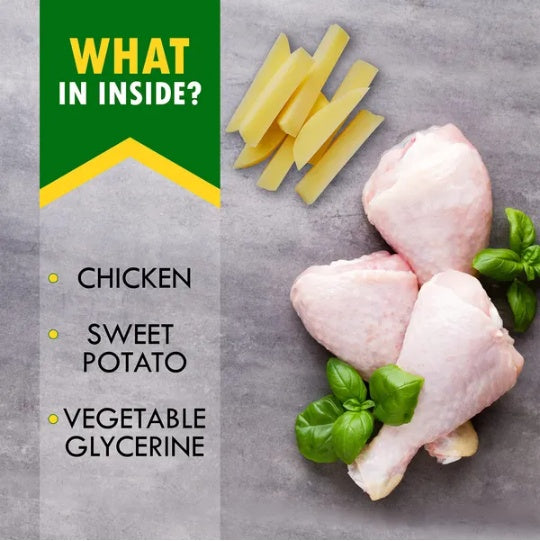 Natural ingredients used in Grain-Free Sweet Potato & Chicken Dog Chew Treats